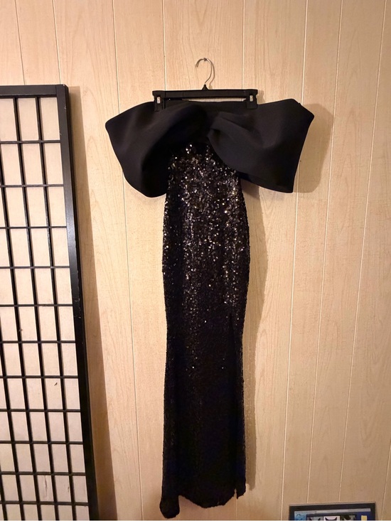 ASOS Dresses & Skirts - ASOS Black Sequin Strapless Gown with Oversized Bow